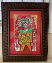 Watercolor Masquerade Framed Artwork Painting Signed Marti Dated 1998 - £178.05 GBP