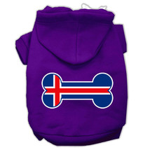 Small Purple Bone Shaped Iceland Flag Screen Print Pet Hoodie - £24.38 GBP