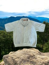 Woodland Trail Men Large Pockets Pullover Short Sleeve Forest Green Collar  - $14.16