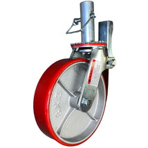 Scaffold Caster 8&quot; X 2&quot; Red Wheels W/ Locking Brakes 1-1/4&quot; With Pin - £47.27 GBP
