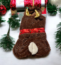 Christmas Dog Reindeer Dog Suit SiZE Large Faux Fur Straps Ez On/off w/Hood - £13.49 GBP