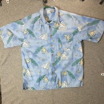 OP Ocean Pacific Sport Hawaiian Shirt Large Button Up Short Sleeve Floral Blue - £12.45 GBP