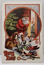 Merry Xmas Santa Toys Sleeping Child To Prairie City Iowa c1910 Postcard... - $8.95