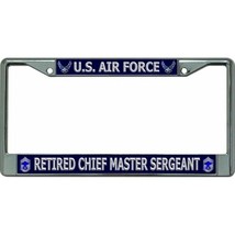 usaf air force retired chief master sergeant logo chrome license plate frame - £23.50 GBP