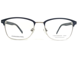 Fregossi Eyeglasses Frames 654 NAVY/SILVER Blue Square Full Rim 54-18-140 - $51.21
