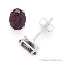 Oval Simulated Alexandrite Cubic Zirconia CZ .925 Sterling Silver Stud Earrings - £17.81 GBP+