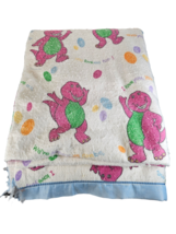 Barney the Dinosaur Bedding Blanket Twin/Full Size PBS Kids Vintage 90s 1992 - £31.61 GBP