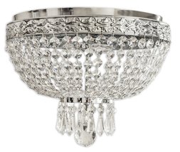 Royal Designs Flush Mount Ceiling Light, Chrome Finish, 2 Lights, Round Crystal  - £109.63 GBP