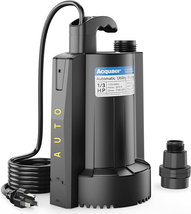 1/3 HP Automatic Submersible Water Pump, 115V Sump Pump with 3/4” Garden Hose Ch - £135.99 GBP