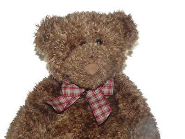 Gund Plush Tan Teddy Bear Lovey Toy 12 inch  40695 Plaid Bow Stuffed Animal  - £27.22 GBP