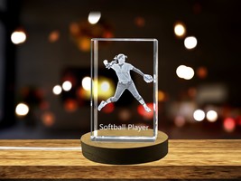 LED Base included | Softball Player 3D Engraved Crystal 3D Engraved Crystal - £31.26 GBP+