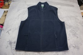 LL Bean Jacket Men XXLNavy Blue Fleece Full Zip Up Basic Vest Basic Pockets - £20.53 GBP