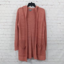 Natural Reflections Cardigan Hooded Women Medium Pink Long Sleeve Crochet Duster - £11.07 GBP