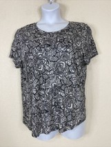 Who What Wear Womens Size XXL Blk/Wht Floral Round Neck T-shirt Short Sleeve - £4.60 GBP