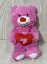 Animal Adventure pink plush teddy bear holding red purple heart 2017 - £6.98 GBP