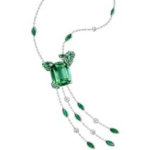 925 Sterling Silver Emerald Necklace for her Lab Emerald Diamond Pendant Emerald - £330.78 GBP