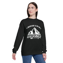 Unisex Drop Shoulder Sweatshirt - &quot;Adventure is Calling&quot; Wilderness Graphic - $66.95+