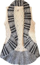 Max Studio Girls Sweater Vest Size L (14) Cream Gray Crochet Open Front ... - £18.68 GBP