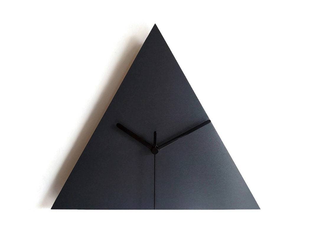 12” Anthracite Wall Clock, Modern Triangular Quiet No-Ticking Design, Co... - $31.00