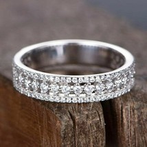 Beautiful 1.75 ct Simulated Diamond 14k White Gold Plated Half Eternity Ring - £95.81 GBP