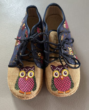 Nautica Owl Embroidered Rope Style Nature Theme Shoes Size 7 womens - £14.51 GBP