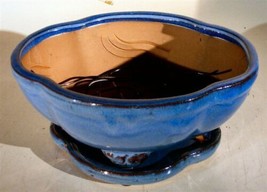 &quot;Blue Ceramic Bonsai Pot - OvalProfessional Series with Attached Humidity/Dri... - £36.77 GBP
