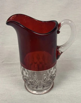 Red And White Glass Creamer - $8.51