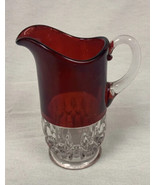 Red And White Glass Creamer - £6.70 GBP