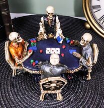 Ebros Skeleton Gamblers 6.25"L Three Poker Players With A Dealer Sculpture - $25.99