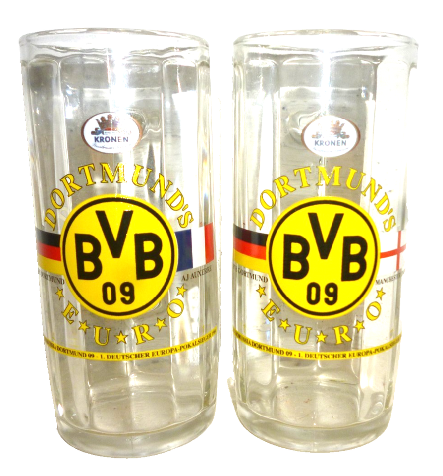 2 Kronen BVB Borussia Dortmund Soccer Champions 1966 German Beer Glass Seidels Item image 4