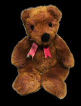 Ty Classic TaffyBeary Teddy Bear TY 1999 Plush Brown Stuffed Animal Toy Red Bow - $12.50