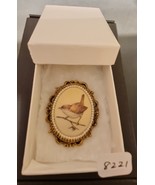 Vintage Victorian Painted Brooch Pin Pendant Seed Pearls Bird Artist Signed - £27.51 GBP