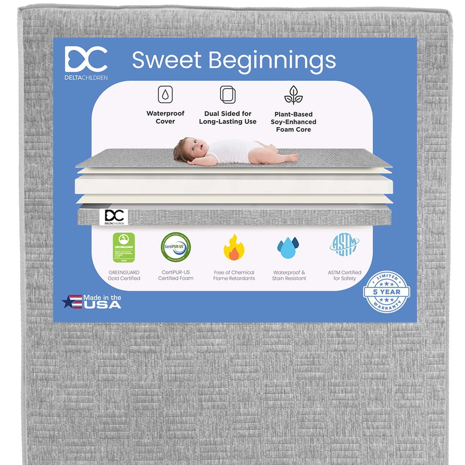 Delta Children Sweet Beginnings Mattress for Toddler Bed, Baby Crib or Baby Bed, - $107.40
