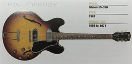 1961 Gibson ES-330 Hollow Body Guitar Fridge Magnet 5.25&quot;x2.75&quot; NEW - $3.84