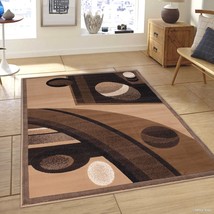 Rugs Area Rugs Carpets 5X7 Rug Modern Large Floor Beige Brown Living Room Rugs - £104.74 GBP