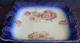 Beautiful Antique China Serving Tray – Hand Painted Design – VGC – BLUE/... - £23.32 GBP
