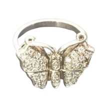 Women&#39;s Butterfly Ring Crystal Sterling Silver 925 Size 9 Vintage Jewelry - £270.14 GBP