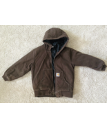 Carhartt Kids Dark Brown Jacket Quilted Lined Small S 7/8 Hooded Boys - $736.11 MXN