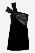 TOPSHOP x Halpern Black Velvet And Sequin Mini Dress UK 12 (exp6) - £19.36 GBP