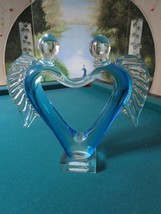 Angel Heart Glass Sculpture Blue And Clear Rare - £59.02 GBP
