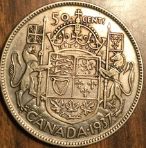 1937 CANADA SILVER 50 CENTS COIN - £13.84 GBP