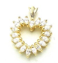 CUBIC ZIRCONIA HEART PENDANT REAL SOLID 14 k GOLD 2.6 g - £175.85 GBP