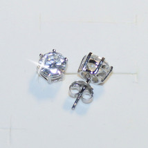 Round Diamond Alternatives Stud 6 Prong Stud Earrings 14k White Gold ove... - $23.27