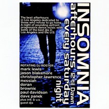 Insomnia Afterhours Rave Push Card Vintage 90s LA Electronic Dance Party... - $15.76