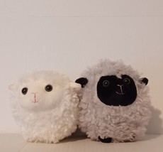 Kellytoy Chubby White Lamb &amp; Grey Sheep Black Face Plush Farm Animal Lot Of 2 - £12.19 GBP