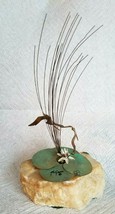 BIJON Vintage Sculpture Birds Grass Lily Pad Kinetic Modernist Brass Stone - £31.27 GBP