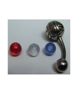 Silver Volleyball Belly Button Ring w/ Colored Balls - 2pc/pack - $15.99