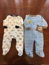 B1 Lot Of 2 3-6 Month Zip Footie Sleep &amp; Play One Piece Sleepwear Bear Puppies - £2.20 GBP