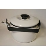 Enamal Tea Pot White with Black Metal Handle - $262.08 MXN