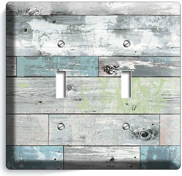 RUSTIC BEACHWOOD RECLAIMED WOOD 2 GANG LIGHT SWITCH PLATE BEDROOM ROOM ART DECOR
